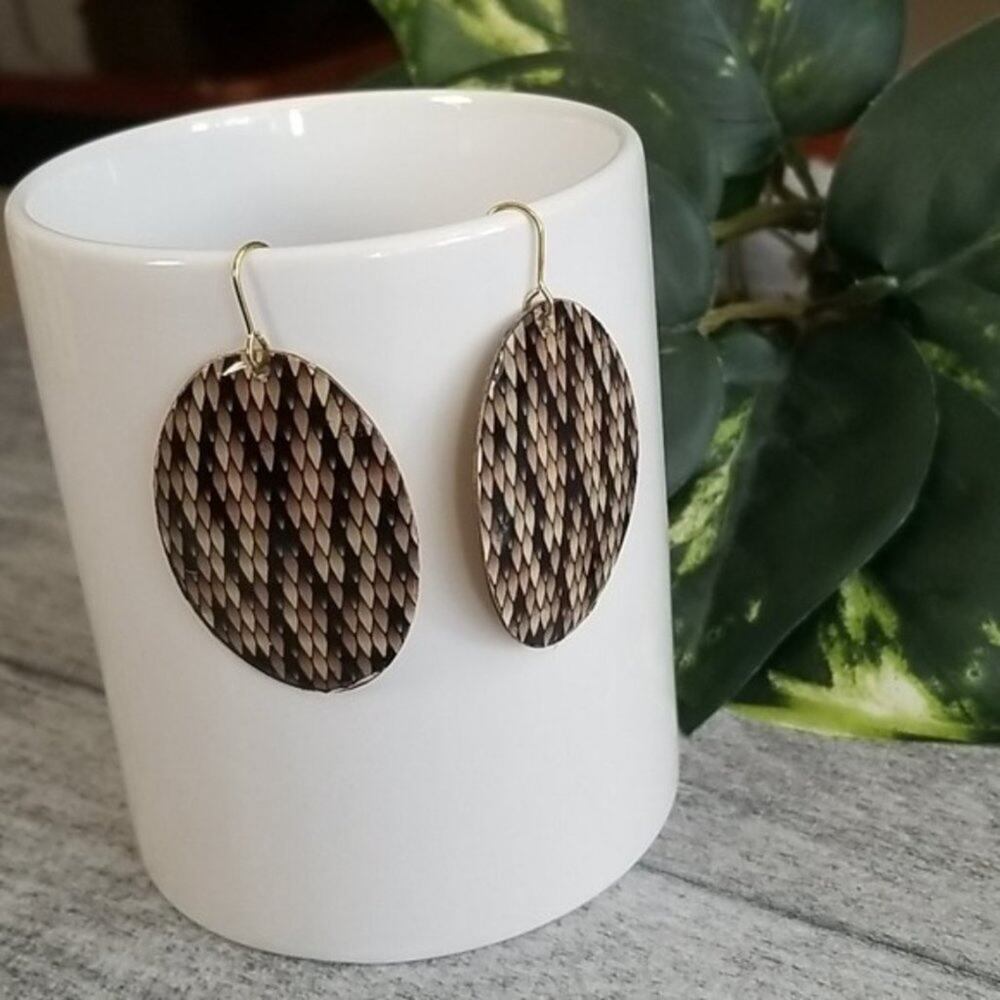 ZAD snakeskin animal print oval dangle earrings NEW